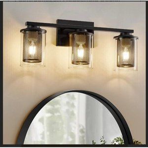 Bathroom Vanity Light 3 Light Black Vanity Light Over Mirror Bathroom Metal Mesh